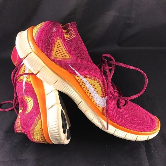 Nike Flyknit Free 5.0 Magenta Orange White Yellow - Picture 2 of 8
